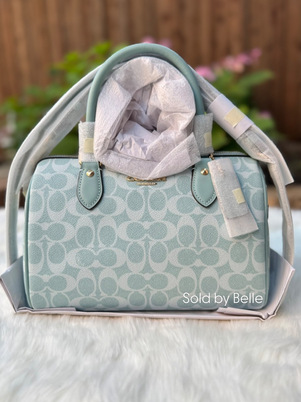 NWT Coach Rowan Satchel Bag In Signature Canvas in Light Blue
